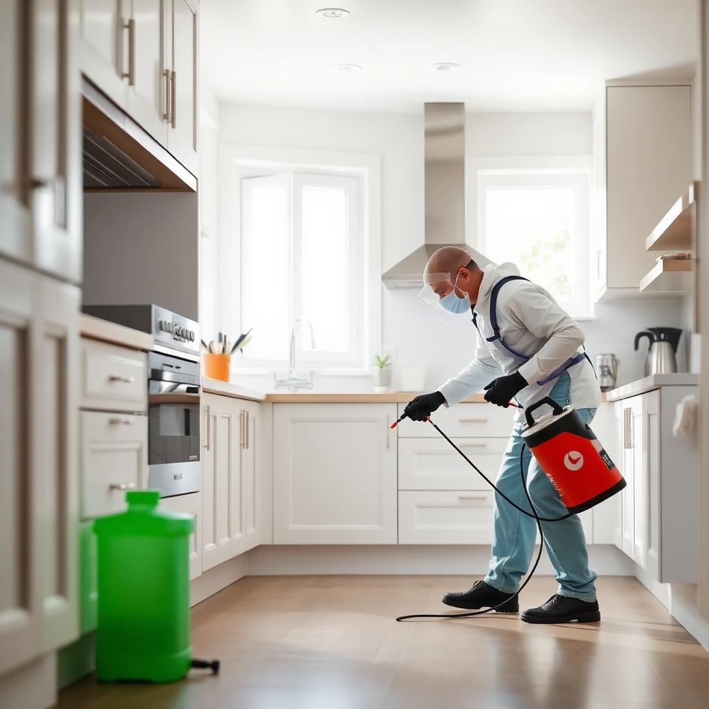Fumigación profesional en cocina residencial